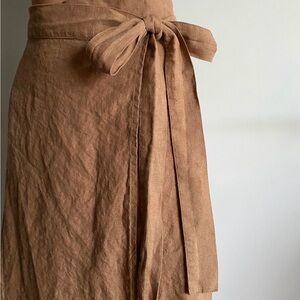 Women's Linen Wrap Midi Skirt